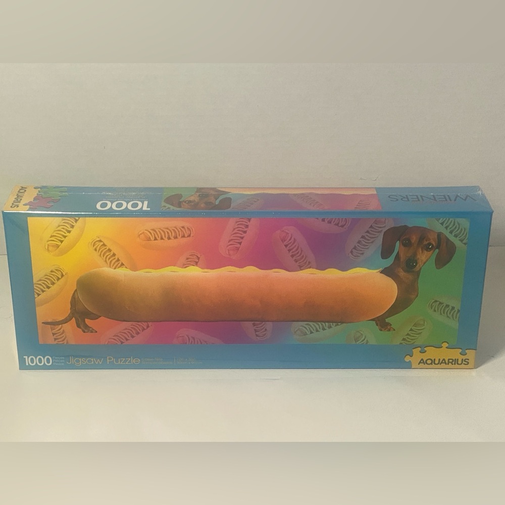 1000 Piece Jigsaw Puzzle Funny Wiener Dachshund  Hot Dog 12" x 36" Aquarius NEW